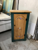 SMALL WOOD CABINET W SOME STENCILING
