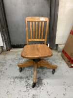 VINTAGE WOOD OFFICE CHAIR ON CASTORS