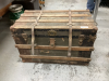 ANTIQUE CHEST - METAL W / WOOD SLATS AND REMOVEABLE TRAY