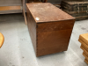 WOOD CHEST W/ REMOVEABLE TRAY ON CASTORS - HAS KEY AND LOCKING MECHANISM (NEEDS INSTALLING) - 2