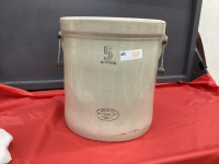 5 GALLON MEDALTA MEDICINE HAT CROCK W/ HANDLES
