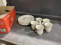 CORNING WARE STONE WARE - 12 DINNER PLATES + 11 CUPS