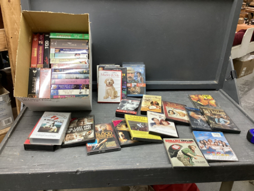 BOX W/ DVD'S AND VHS