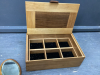 HANDMADE VANITY/JEWELRY BOX W/ WOOD HAND MIRROR - 2