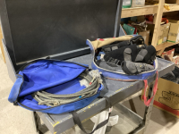 2 ROPE BAGS - ONE HAS LARIETS, ONE HAS BOOTS, PROTECTIVE GEAR