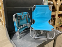 2 FOLDING BLUE BEACH CHAIRS