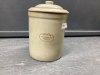 1-GALLON MEDALTA MEDICINE HAT CROCK W/ LID