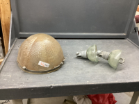 OLD GLASS SODIUM LIGHT COVER AND DOUBLE INSULATOR