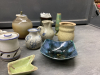COLLECTION OF POTTERY ITEMS -VASES, SUGAR BOWLS, CREAMERS, BUTTER DISH, - 2