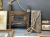 TOTE W/ PICTURES, FRAMES, WOOD DECOR - 2