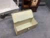 WOOD BOX W/HANDLES, SMALL WOOD CURIO CABINET, METAL BOX - 3