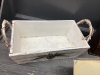 WOOD BOX W/HANDLES, SMALL WOOD CURIO CABINET, METAL BOX - 4