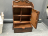 WOOD BOX W/HANDLES, SMALL WOOD CURIO CABINET, METAL BOX - 5