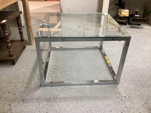 CHROME & GLASS SIDE TABLE