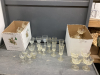 (2) BOXES GLASSWARE - CHAMPAGNE GLASSES, DESSERT BOWLS, BRANDY, WINE ETC