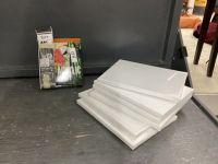 (6) CANVAS FRAMES, ACRYLIC PAINTS & PAINT BRUSHES