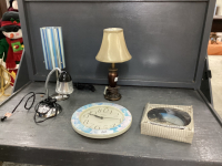 BOX W/ (3) SMALL LAMPS & (2) CLOCKS