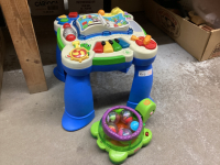 TODDLER TOYS - ACTIVITY CENTRE AND FISHER PRICE TURTLE