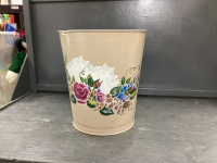 HAND PAINTED METAL GARBAGE CAN