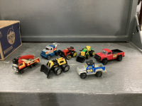 SMALL TONKA VEHICLES - TRACTORS, TRUCKS, UTILITY - SOME VINTAGE