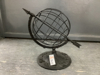 CAST "GLOBE" ON STAND WITH N/S/E/W ON BASE
