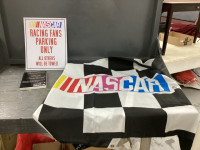 NASCAR FLAG, METAL SIGN, DALE EARNHARDT BOOK