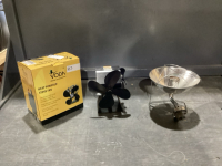 2 ITEMS, 1 VODA HEAT POWERED STOVE FAN + 1 PROPANE HEATER