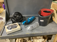 SPIN MOP BUCKET, MAGIC STEAMER, BISSELL HAND VAC, SUNBEAM FAN, MINI VACUUM ATTACHMENTS