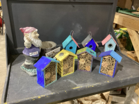 YARD GNOME PLANTER, BEE NESTING HOUSES, BIRD HOUSES