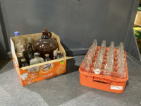 2 ITEMS - CASE OF PIC-A-POP BOTTLES, VINTAGE BOTTLES