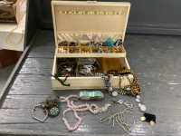 JEWELRY BOX FILLED W/ COSTUME JEWELRY