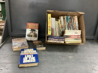 BOX OF WESTERN BOOKS - LOUIS L'AMOUR, WILLIAM JOHNSTON