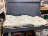 LARGE HAND KNITTED BEDSPREAD/BLANKET - CREAM COLOR