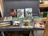 BOX OF HORSE BOOKS -HOW TO RIDE, BREEDS, TRAINING ETC