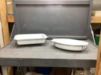 (2) LARGE CASSEROLE DISHES ON CADDY'S