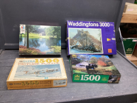 BOX W/ (4) LARGE PUZZLES