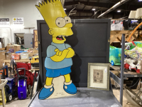 BART SIMPSON CARDBOARD CUT OUT + PALM TREE FRAMED PICTURE