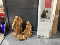 2 ITEMS - 4FT PRELIT TREE + 4PC HOLY FAMILY STATUES