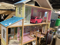 LARGE BARBIE HOUSE + BARBIE CAR