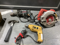 POWERMAX CIRCULAR SAW, BOSCH 1/2&rdquo; HAMMER DRILL, POWERFIST 3/8 DRILL