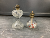 (2) SMALL KEROSENE LAMPS - NO CHIMNEYS
