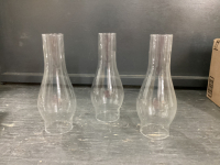 (3) KEROSENE LAMP CHIMNEYS