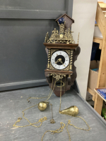 ANTIQUE CUCKOO STYLE CLOCK W/ SOLID BRASS HEAVY WEIGHTS - MADE IN GERMANY