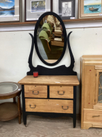 ANTIQUE 3-DRAWER DRESSER W/ OVAL MIRROR