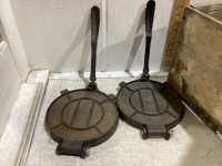 VINTAGE WOOD BOXES AND CAST TORTILLA COOKERS