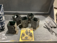 CRATE OF 4X4 POST SUPPORTS + GATE HARDWARE