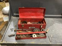 RED TOOL BOX OF MISC TOOLS