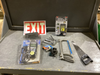 BOX HACKSAW, STAPLER,FORD CODE READER, SMALL SAW, SANDING TRIANGLES