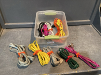 CLEAR TOTE WITH LID WITH COLOURED EXTENSION CORDS