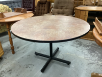 ROUND PEDESTAL TABLE - ARBORITE TOP/METAL LEGS